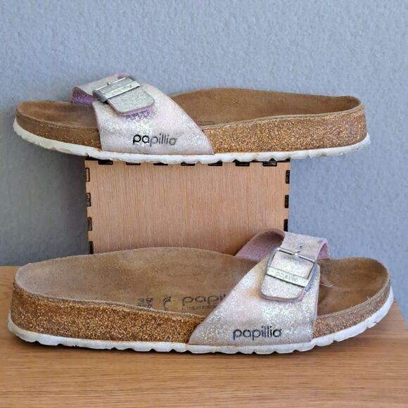Birkenstock Women’s 39 EU 8 Narrow Papillo Madrid Silver Glitter Slip-On Buckle - Picture 5 of 10